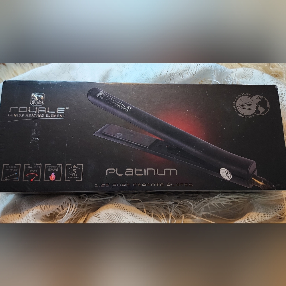 Royale Platinum 1.25" Ceramic Flat Iron NIB